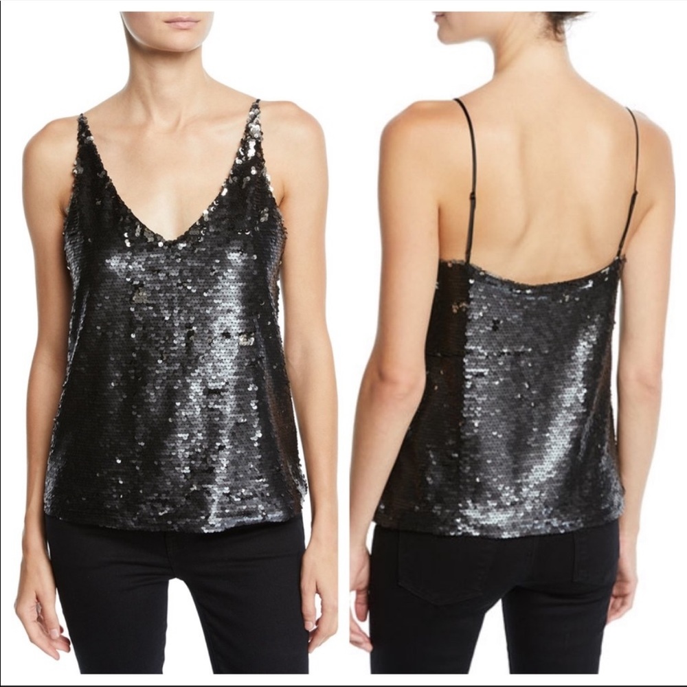 J Brand Black Sequin Tank Top